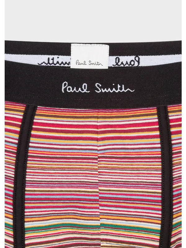 Paul Smith Men's 5 Pack Signature Stripe Mixed Organic-Cotton Boxer Briefs - Black Image 5