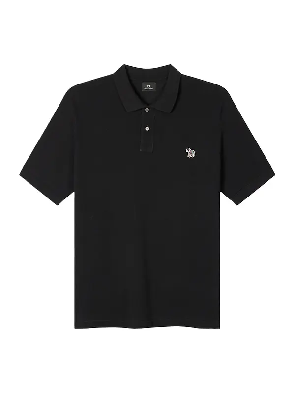 Paul Smith Men's Cotton-Piqué Zebra Logo Polo Shirt - Black Image 1