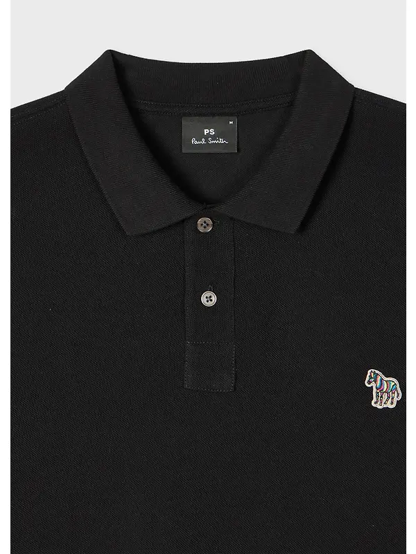 Paul Smith Men's Cotton-Piqué Zebra Logo Polo Shirt - Black Image 2