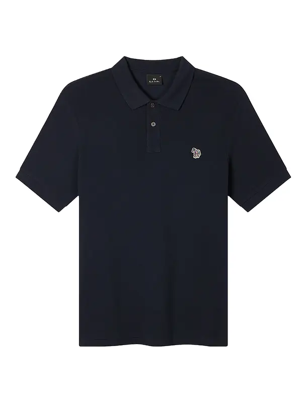 Paul Smith Men's Cotton-Piqué Zebra Logo Polo Shirt - Navy Image 1