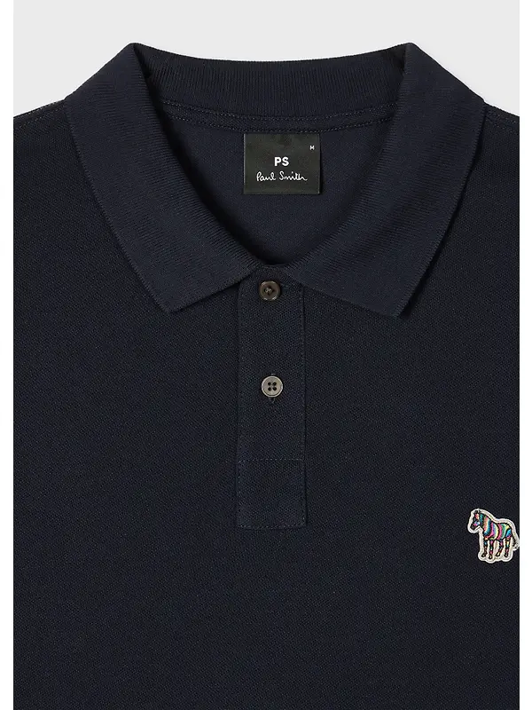 Paul Smith Men's Cotton-Piqué Zebra Logo Polo Shirt - Navy Image 2