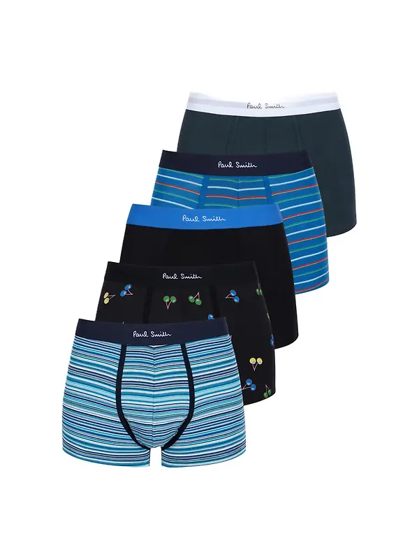 Paul Smith Men's Plain/Pattern/Stripe Boxer Briefs 5 Pack - Mixed Image 1