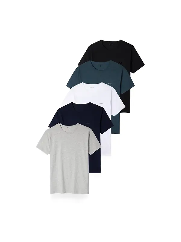 Paul Smith Men's Organic Cotton Lounge T-Shirts Five Pack - Mixed Image 1