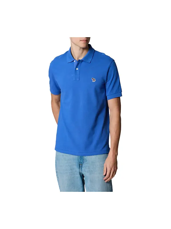 Paul Smith Men's Organic Cotton Zebra Polo Shirt - Mid Blue Image 1