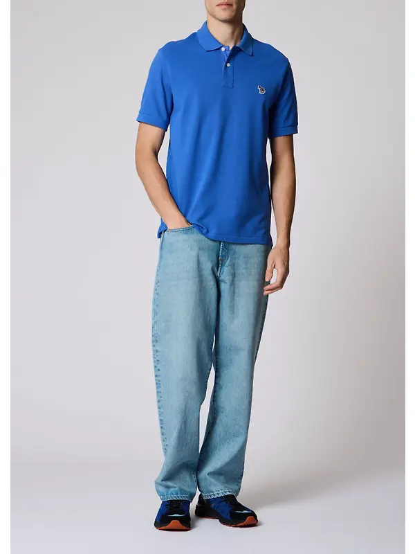 Paul Smith Men's Organic Cotton Zebra Polo Shirt - Mid Blue Image 2