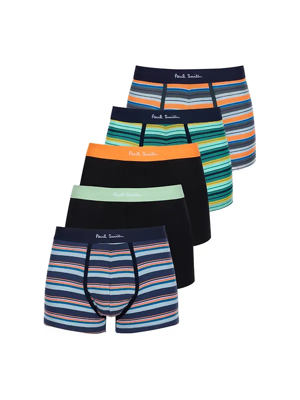 Paul Smith Men's Stripe/Plain Trunks 5 Pack - Mixed Image 1