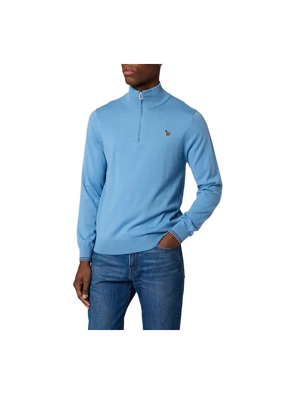 Paul Smith Men's Zeb Bad Zip Neck Sweater - Light Blue Image 1