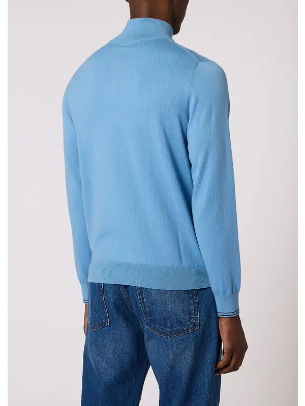 Paul Smith Men's Zeb Bad Zip Neck Sweater - Light Blue Image 2