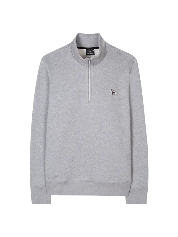 Paul Smith Men's Zebra Half Zip Top - Grey Melange Product Image