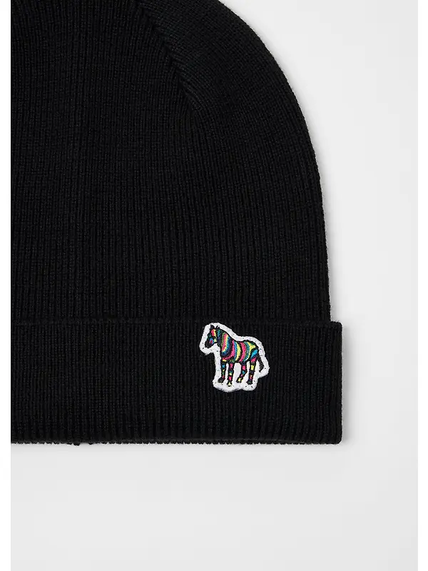 Paul Smith Men's Zebra Logo Wool Beanie - Black Image 3