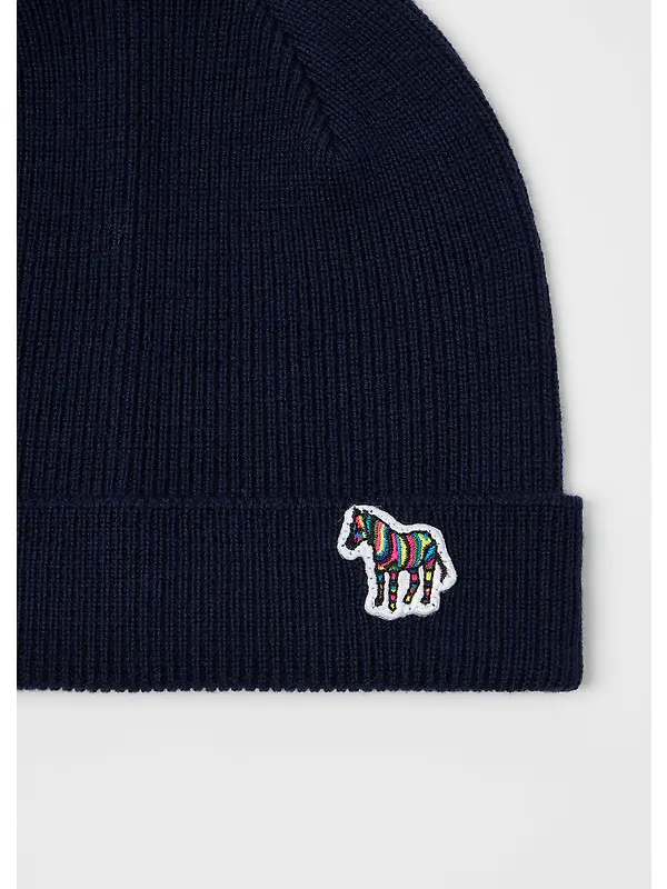 Paul Smith Men's Zebra Logo Wool Beanie - Navy Image 3