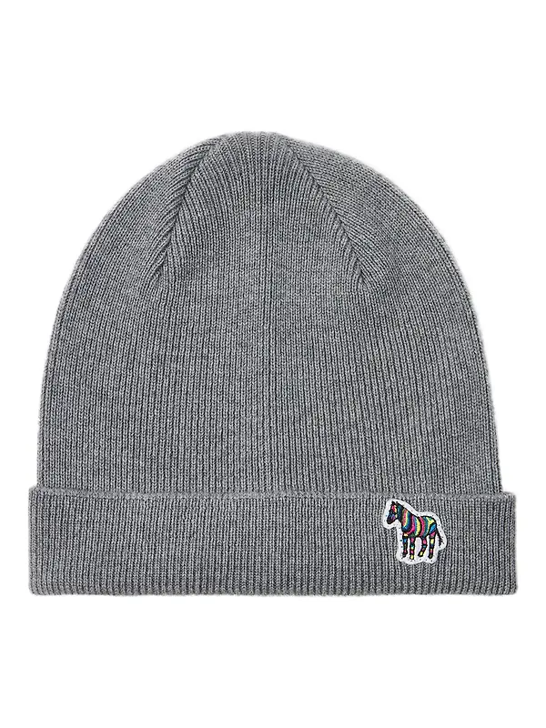Paul Smith Men's Zebra Logo Wool Beanie - Slate Image 1