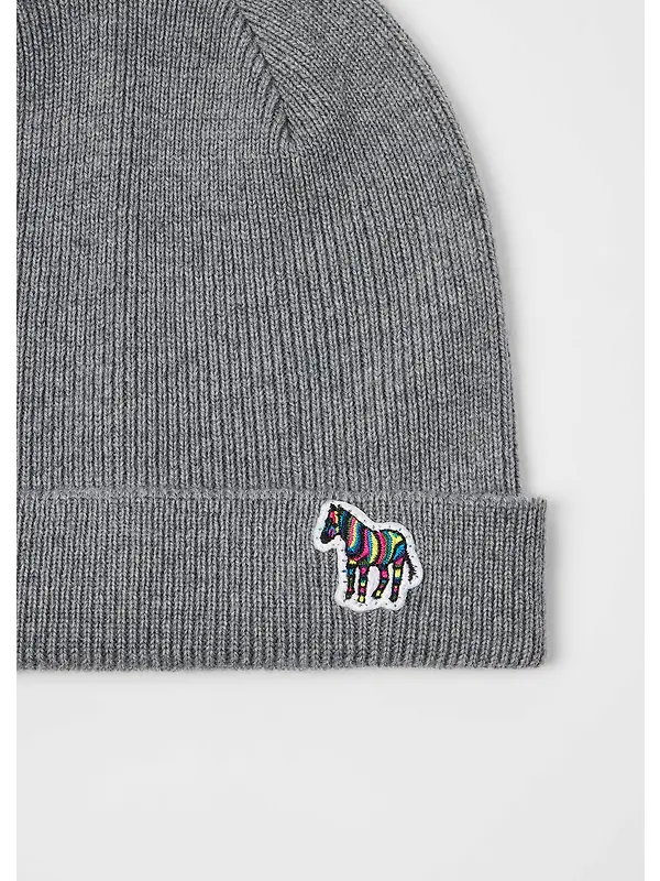 Paul Smith Men's Zebra Logo Wool Beanie - Slate Image 3