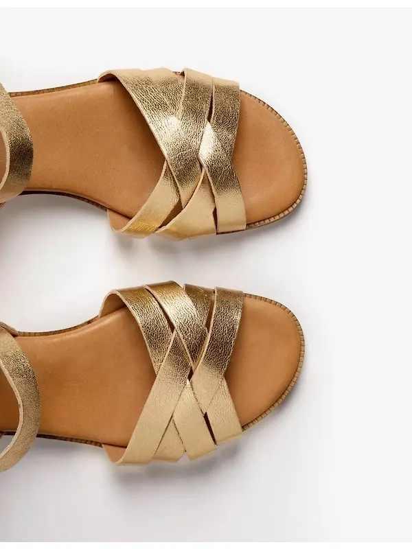 Penelope Chilvers Women's Heeled Shepherdess Metallic Leather Sandals - Gold Image 5