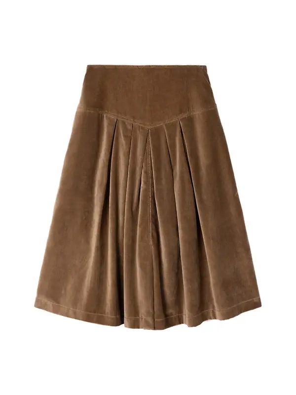 Penelope Chilvers Women's Lancaster Cotton Velvet Skirt - Tan Image 1