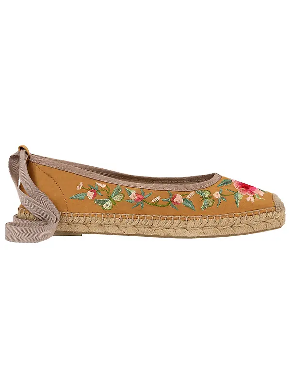Penelope Chilvers Women's Allegra Butterfly Embroidered Satin Espadrilles - Honey Image 1