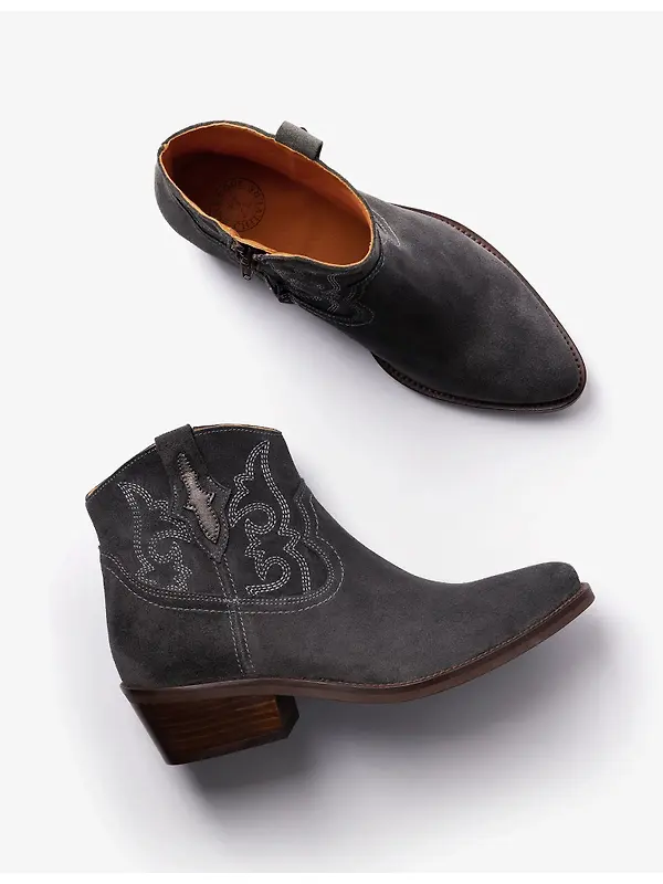 Penelope Chilvers Women's Cassidy Suede Embroidered Boots - Slate Image 4