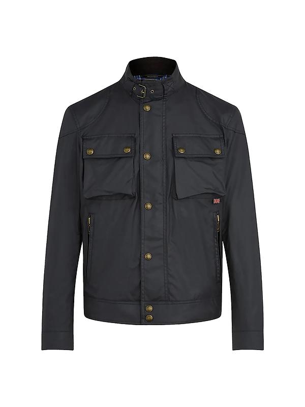 Belstaff Men's Cheviot Leather V Racer Jacket - Black | British Attire