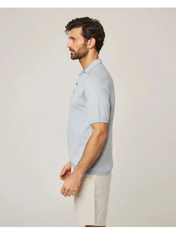 Peregrine Men's Jones Made In England Cotton Polo Shirt 2.0 - Washed Denim Image 4