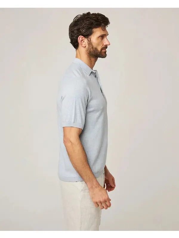 Peregrine Men's Jones Made In England Cotton Polo Shirt 2.0 - Washed Denim Image 3