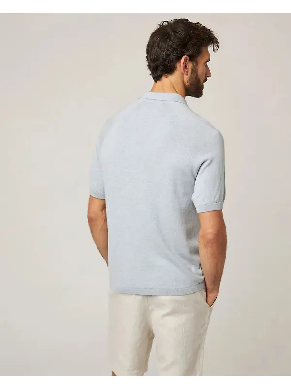 Peregrine Men's Jones Made In England Cotton Polo Shirt 2.0 - Washed Denim Image 5