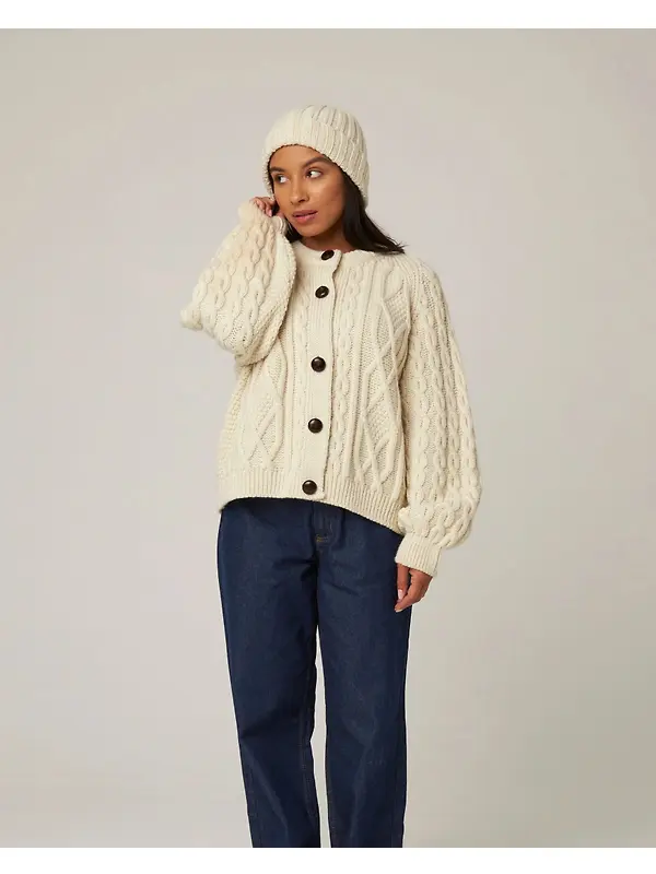 Peregrine Milliner Ribbed Beanie - Ecru Image 6