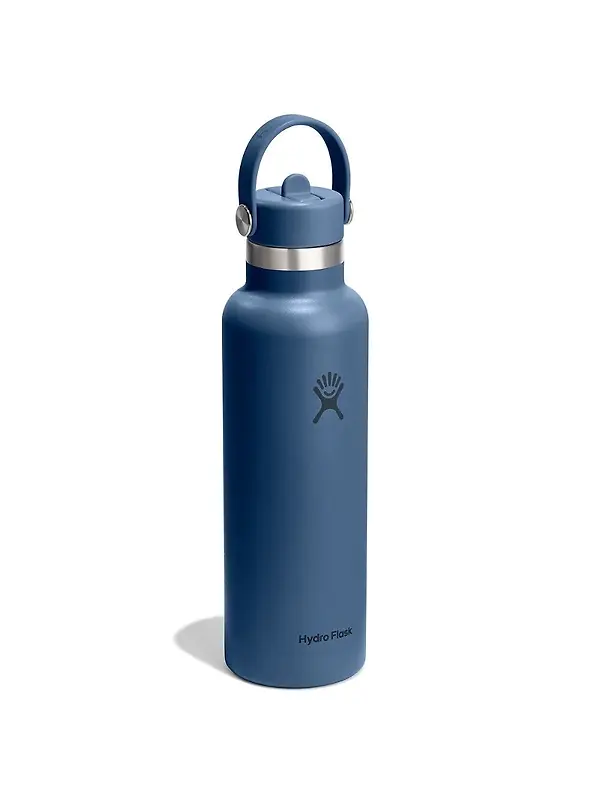 Hydro Flask 21oz (621ml) Standard Mouth Bottle with Flex Straw Cap - Harbour Blue Image 2