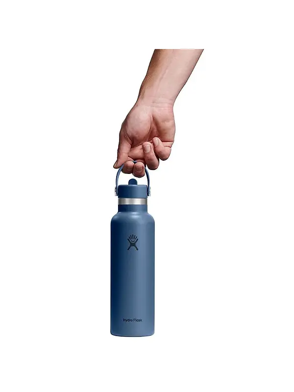 Hydro Flask 21oz (621ml) Standard Mouth Bottle with Flex Straw Cap - Harbour Blue Image 3