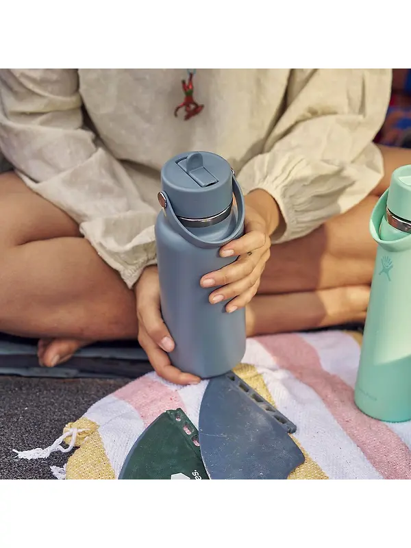 Hydro Flask 32oz (946ml) Wide Mouth Bottle with Flex Straw Cap - Harbour Blue Image 5