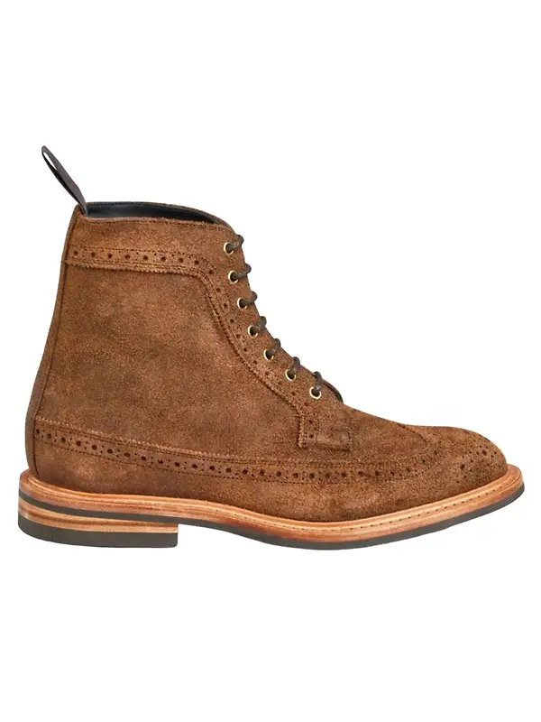 Tricker’s Simon Longwing Brogue Boot – Snuff Repello Suede Image 1