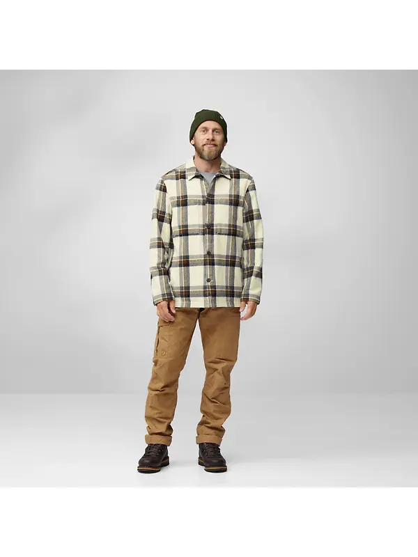 Fjällräven Men's Singi Flannel Overshirt - Dark Navy-Wood Brown Image 3
