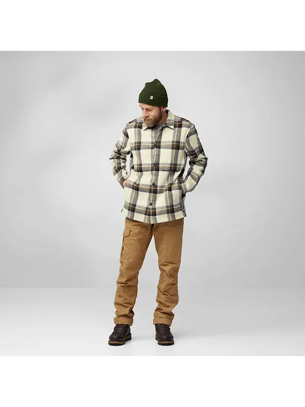 Fjällräven Men's Singi Flannel Overshirt - Dark Navy-Wood Brown Image 5