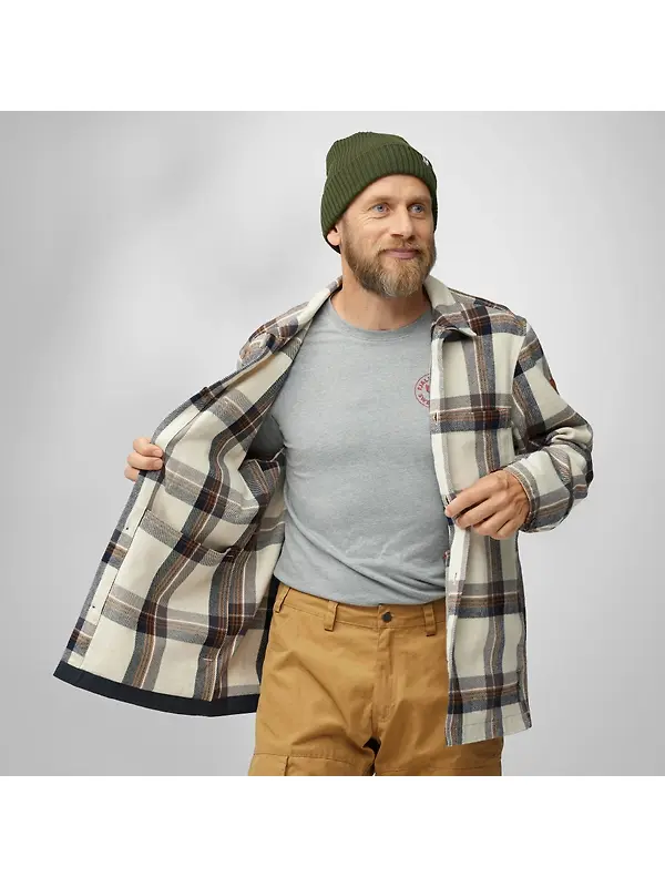 Fjällräven Men's Singi Flannel Overshirt - Dark Navy-Wood Brown Image 10