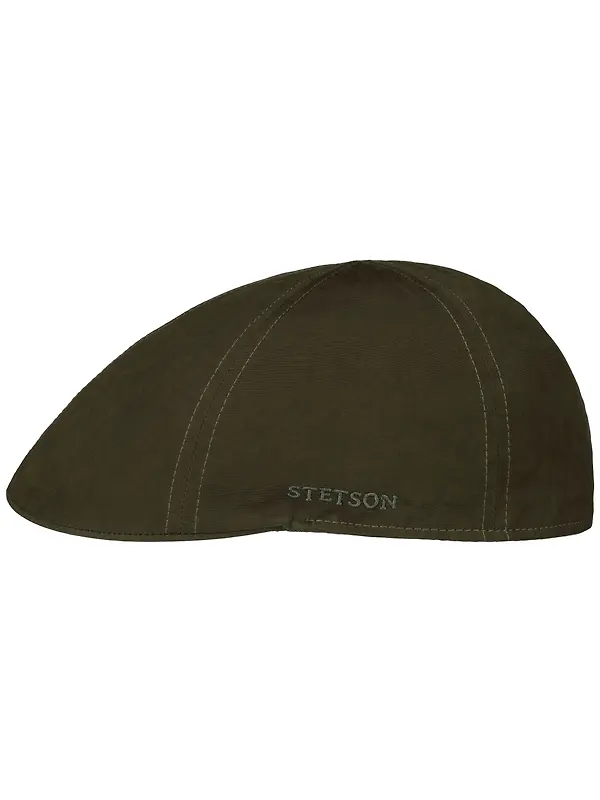 Stetson Men's Waxed Cotton WR Duck Flat Cap - Olive Image 1