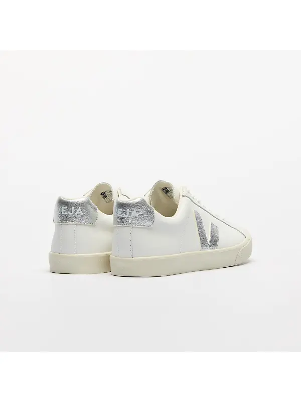 VEJA Women's Esplar Leather Sneaker - White Silver Image 4