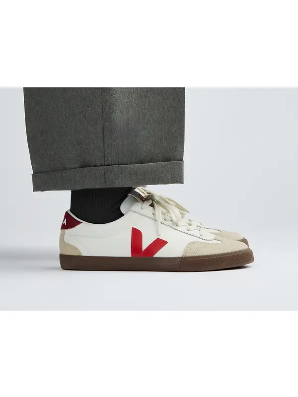 VEJA Women's Volley Leather Sneaker - White Pekin Bark Image 5