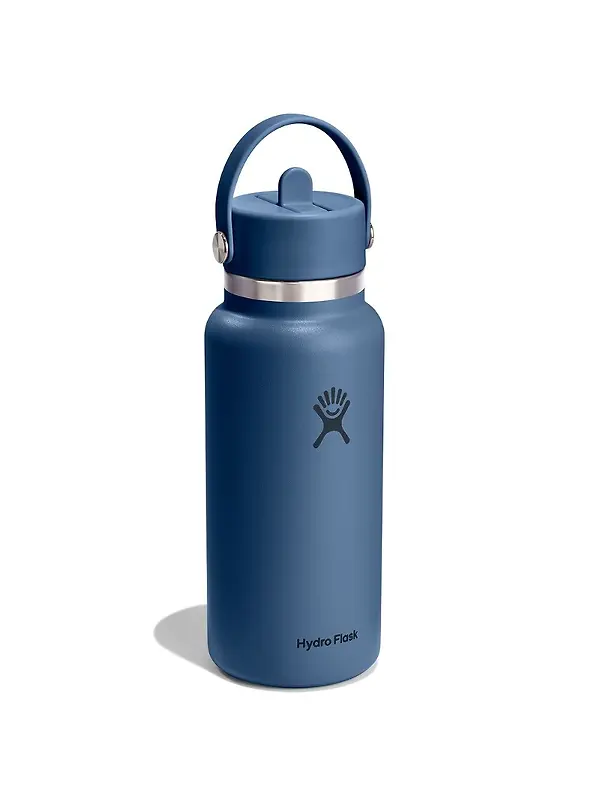Hydro Flask 32oz (946ml) Wide Mouth Bottle with Flex Straw Cap - Harbour Blue Image 2