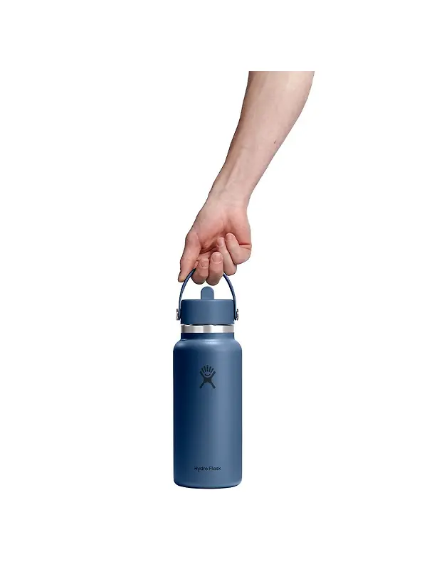 Hydro Flask 32oz (946ml) Wide Mouth Bottle with Flex Straw Cap - Harbour Blue Image 3