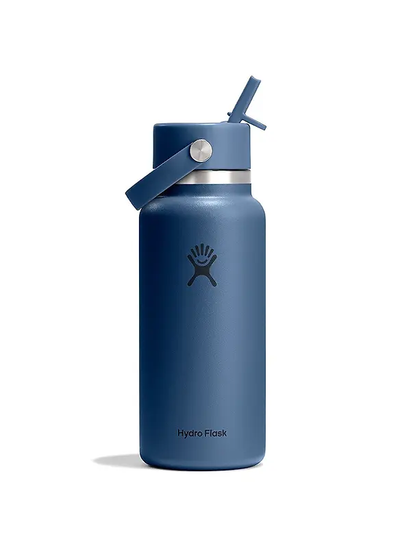 Hydro Flask 32oz (946ml) Wide Mouth Bottle with Flex Straw Cap - Harbour Blue Image 1