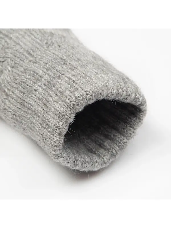 Dents Women's Fingerless Cable Knit Gloves - Dove Grey Image 3
