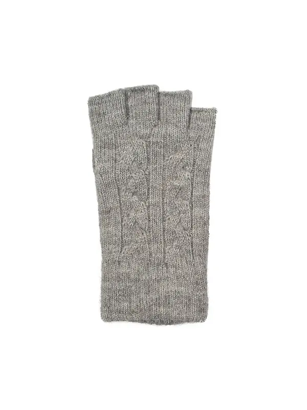 Dents Women's Fingerless Cable Knit Gloves - Dove Grey Image 9