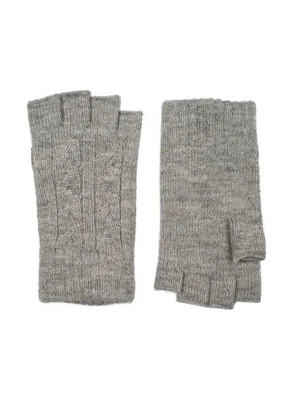 Dents Women's Fingerless Cable Knit Gloves - Dove Grey Image 10