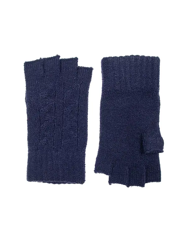 Dents Women's Fingerless Cable Knit Gloves - Navy Image 10