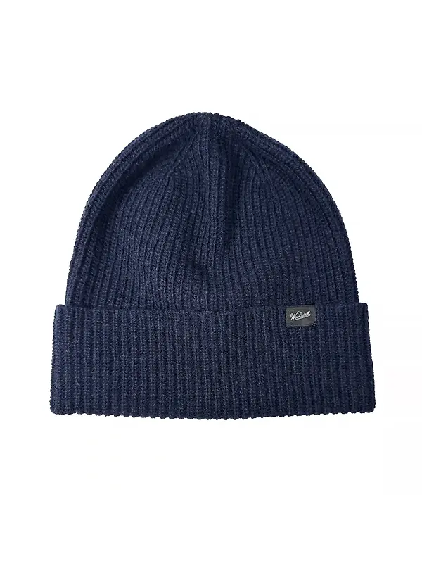 Woolrich Men's Merino Knitted Ribbed Beanie - Melton Blue Image 1
