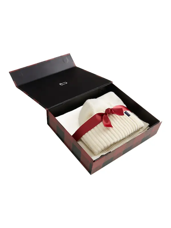 Woolrich Women's Made in Italy Wool-Blend Beanie and Scarf Gift Set - Milky Cream Image 1