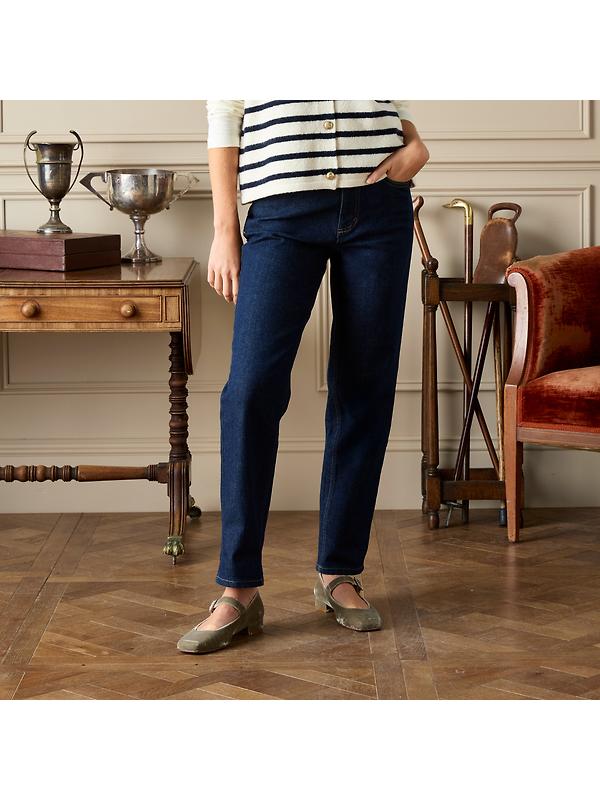 Joules Women's Slim Straight Mid Rise Jeans - Rinse Wash Image 2