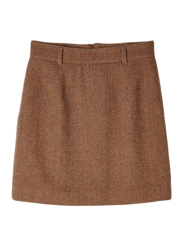 Joules Women's Bramble Tweed Skirt - Brown Tweed | British Attire