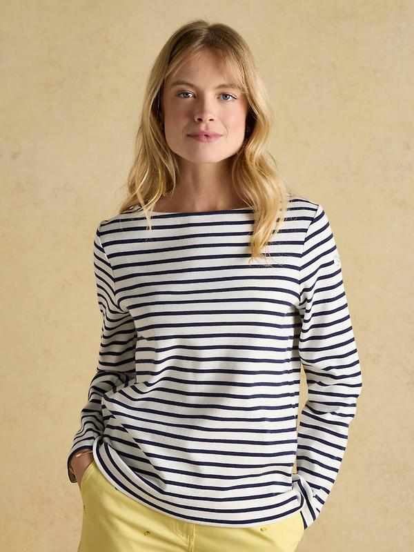 Joules Women's Harbour Long Sleeve Top - Cream/Navy Stripe Image 2