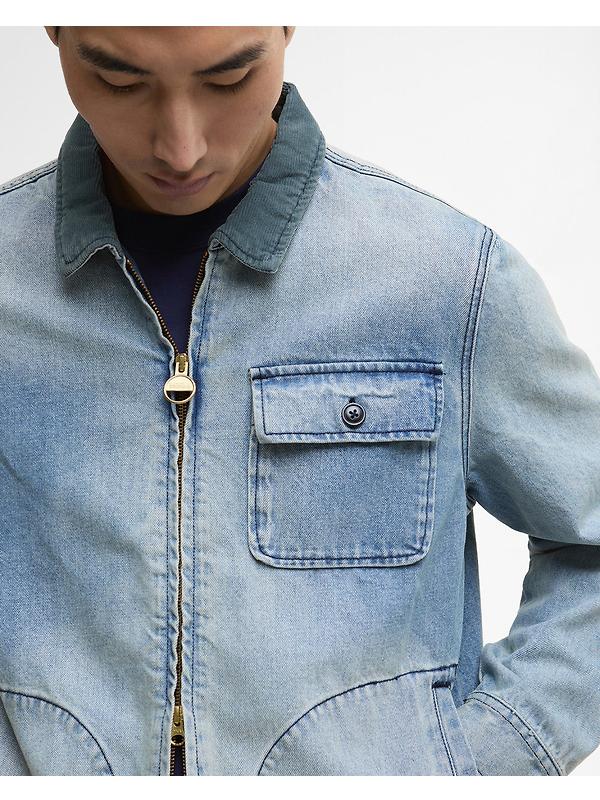Barbour International Men's Meteor Washed Denim Overshirt - Vintage Image 6