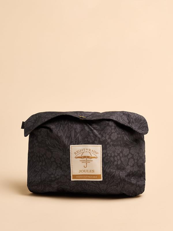 Joules Women's Holkham Waterproof Packable Raincoat - Black Floral Image 3